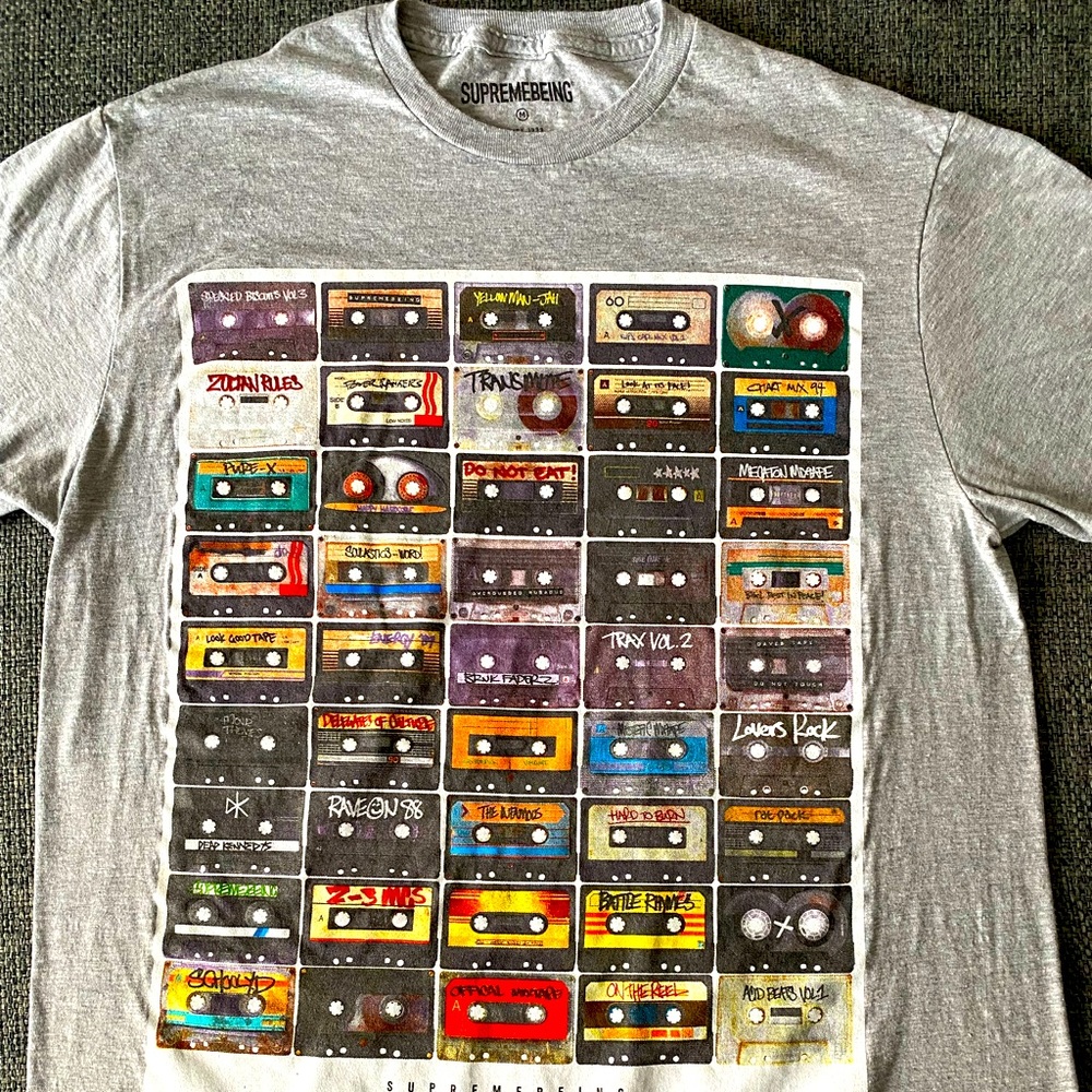 Retro Cassette Mix Tapes Tee Sz.M